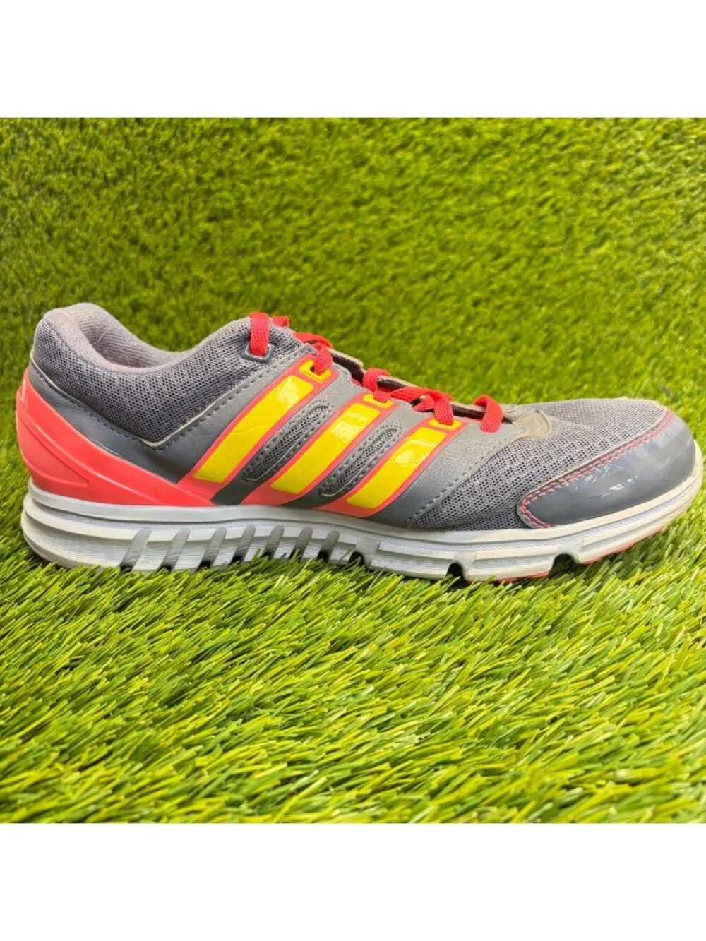 Adidas Climawarm Womens Size 8 Gray Pink Yellow Athletic Running Shoes Sneakers
